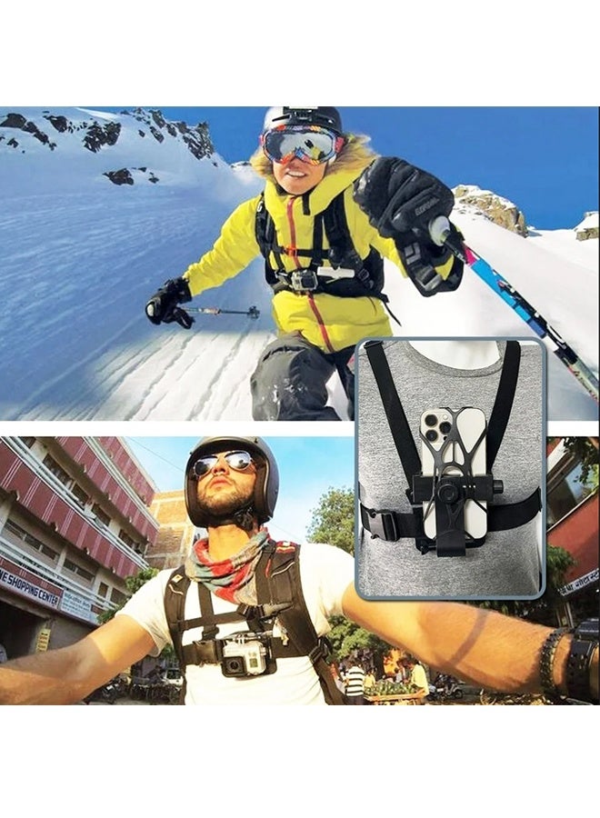 بكومور مجموعة ملحقات GoPro 7 في 1، تتضمن حامل صدر سريع الفك، وحزام رأس، وحامل هاتف، متوافقة مع GoPro Hero 13-4، وDJI Action، وInsta360، وAKASO، وSJCAM، وiPhone/Samsung – مجموعة أدوات تصوير الفيديو من منظور الشخص الأول - Image 5